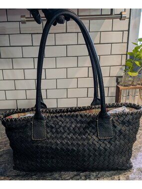 Fossil Vintage Black Woven Leather Bag